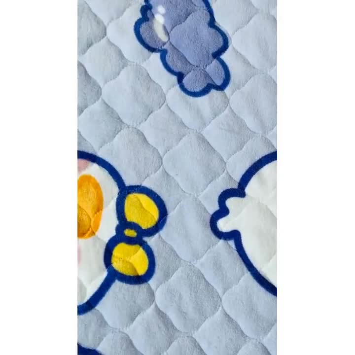 91家纺网 家纺一手货源 找家纺 小虾米 2022新款上下床牛奶绒夹棉床笠 小黄鸭