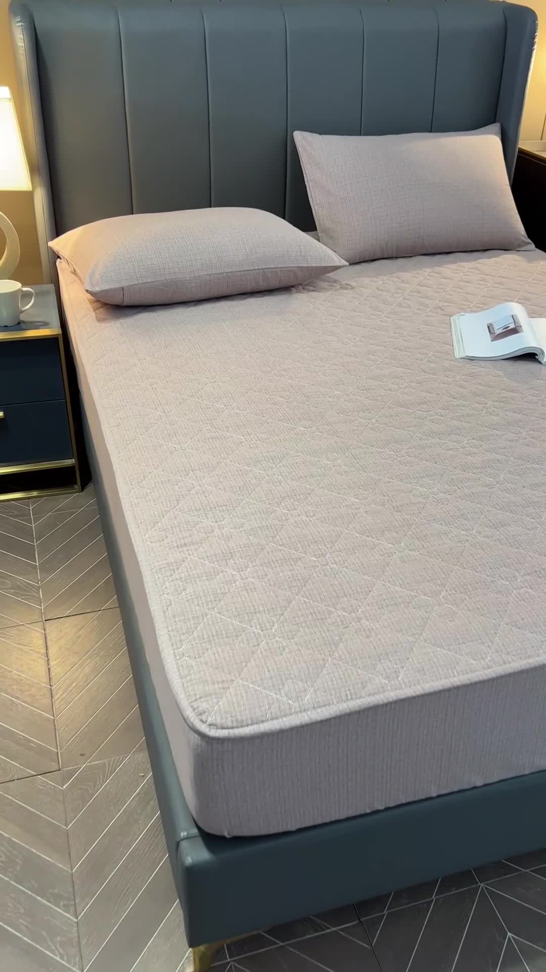 91家纺网 家纺一手货源 找家纺 尊康家纺（原磊科） 2022新款四叶花全棉抗菌肌理纹磨毛床笠 卡其色