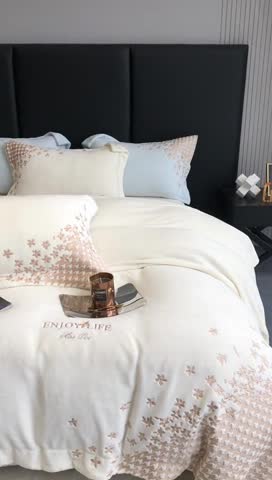 91家纺网 家纺一手货源 找家纺 馨蕊 2022新款秋冬轻奢煦暖绒系列-千鸟格 千鸟格-元气白桃