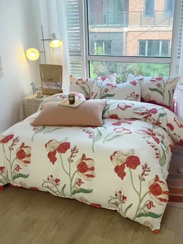 91家纺网 家纺一手货源 找家纺 安莱生活 2022新款60支纯棉三四件套秋冬家用 故宫红