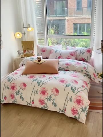 91家纺网 家纺一手货源 找家纺 安莱生活 2022新款60支纯棉三四件套秋冬家用 长野玫瑰