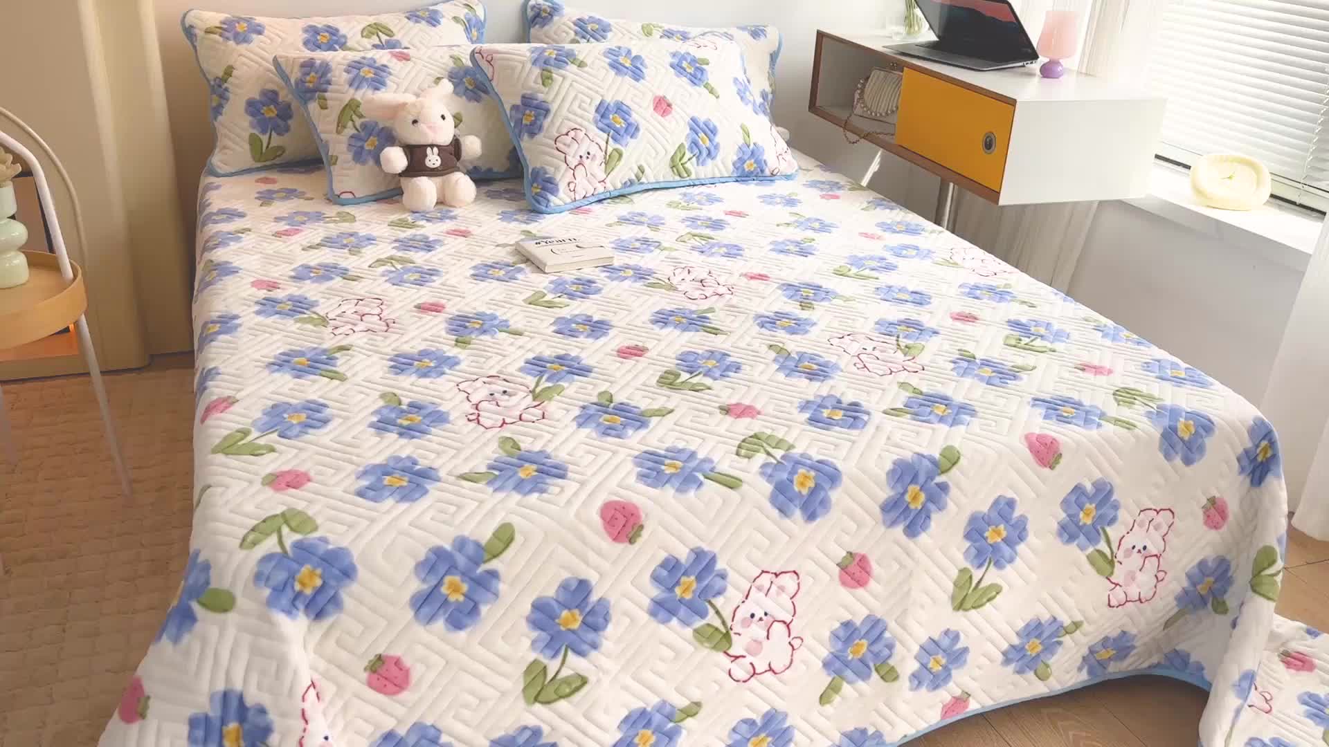 91家纺网 家纺一手货源 找家纺 羽爱 2024新款棉加绒床盖套件 洛可可