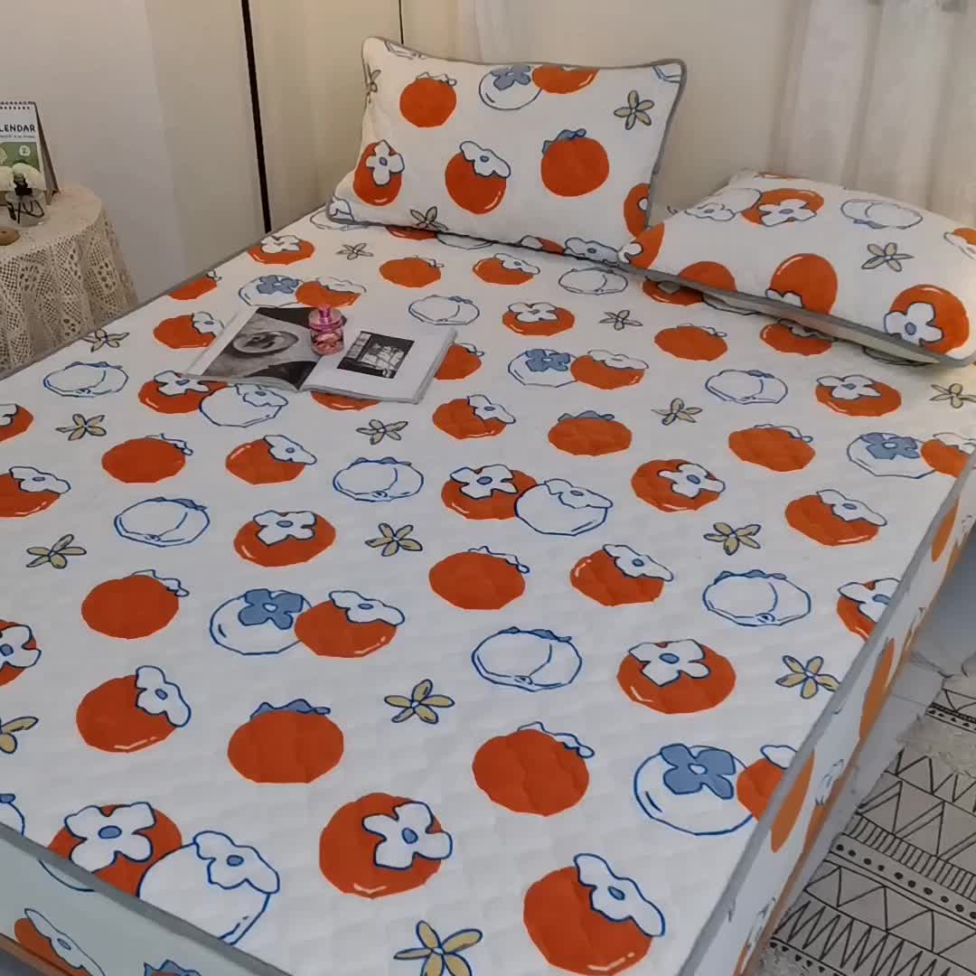 91家纺网 家纺一手货源 找家纺 小虾米 2022新款大床牛奶绒夹棉床笠 柿子