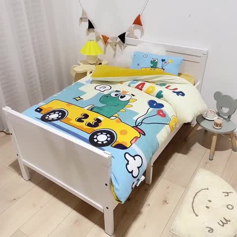 91家纺网 家纺一手货源 找家纺 鱼宝 2022新款大版牛奶绒婴童套件 赛车恐龙