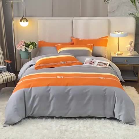 91家纺网 家纺一手货源 找家纺 金纱玉纺 2022新款全棉印花加厚磨毛四件套欧若拉-灰