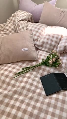 91家纺网 家纺一手货源 找家纺 洋铭区2022新款小清新撞色系列绒四件套 杏仁格