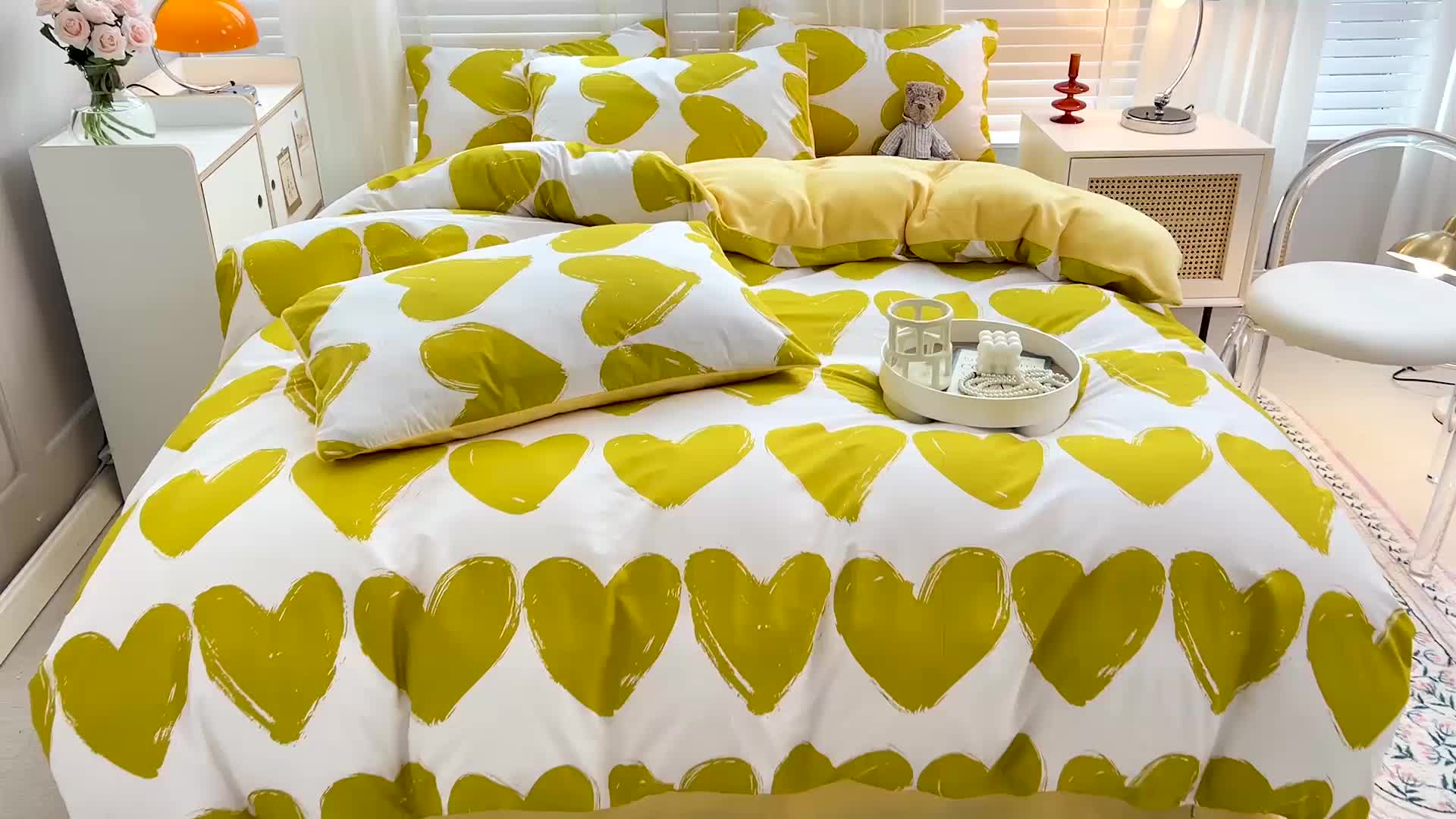 91家纺网 家纺一手货源 找家纺 金丝鸟 2022全棉印花加牛奶绒四件套 心语