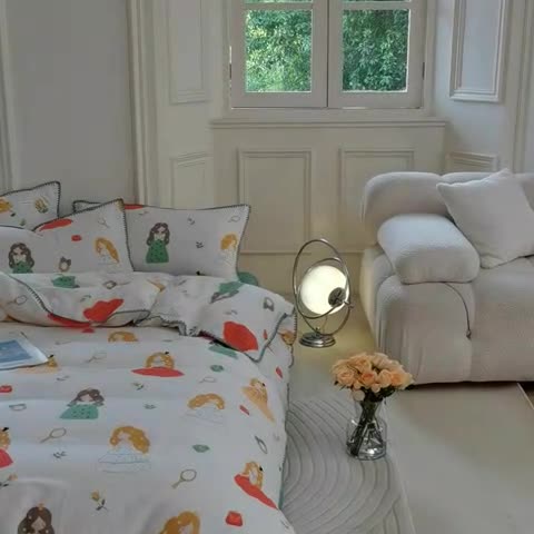 91家纺网 家纺一手货源 找家纺 洋铭区 2022新款双层纱四件套 可爱公主