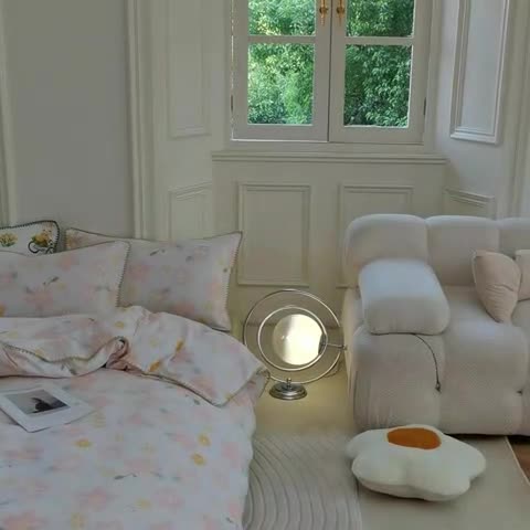 91家纺网 家纺一手货源 找家纺 洋铭区 2022新款双层纱四件套 粉色小花