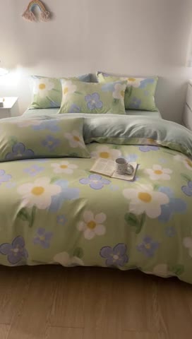 91家纺网 家纺一手货源 找家纺 简宜家居2022新款棉加绒全棉牛奶绒四件套 蜜语花开