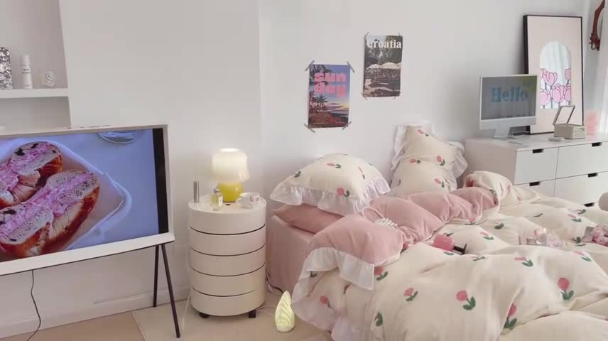 91家纺网 家纺一手货源 找家纺 昔可 2022新款花边牛奶绒四件套 粉嫩小郁金