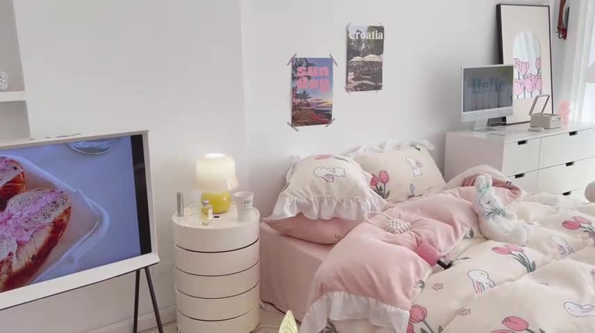 91家纺网 家纺一手货源 找家纺 昔可 2022新款花边牛奶绒四件套 粉粉郁金兔