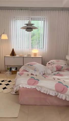 91家纺网 家纺一手货源 找家纺 昔可 2022新款花边牛奶绒四件套 元气桃桃