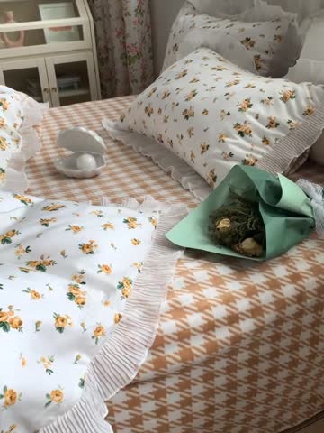 91家纺网 家纺一手货源 找家纺 怡家居 2022新款秋冬棉加牛奶绒韩式花边款四件套 凡而赛