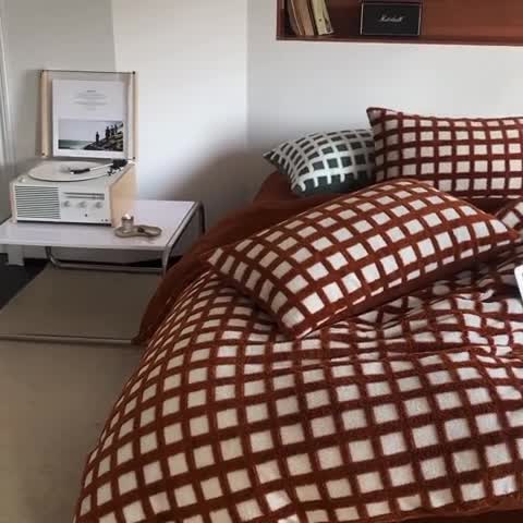 91家纺网 家纺一手货源 找家纺 梦柏2022新款阳离子提花绒四件套 阳离子-焦糖咖