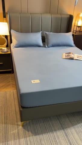 91家纺网 家纺一手货源 找家纺 千百笠A类全棉13372喷气床笠纯色床罩保护罩套全包围宾利蓝