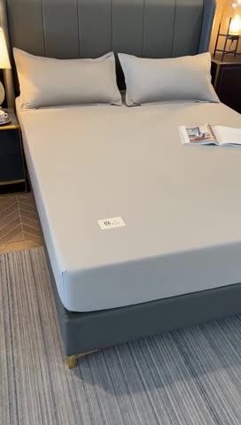 91家纺网 家纺一手货源 找家纺 千百笠A类全棉13372喷气床笠纯色床罩保护罩套全包围浅灰