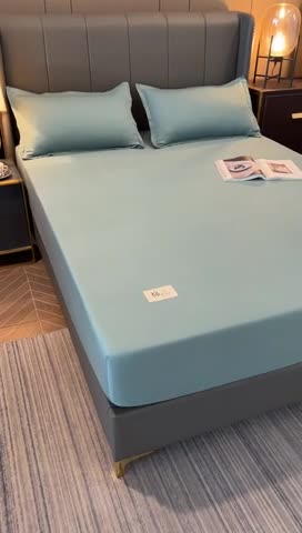 91家纺网 家纺一手货源 找家纺 千百笠A类全棉13372喷气床笠纯色床罩保护罩套全包围浅石兰