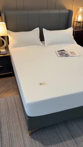 91家纺网 家纺一手货源 找家纺 A类全棉13372喷气床笠母婴级床笠单件纯色床罩保护罩套本白