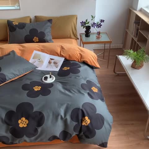 91家纺网 家纺一手货源 找家纺 怡家居 2022秋冬A版棉B版水晶绒四件套 黑茶