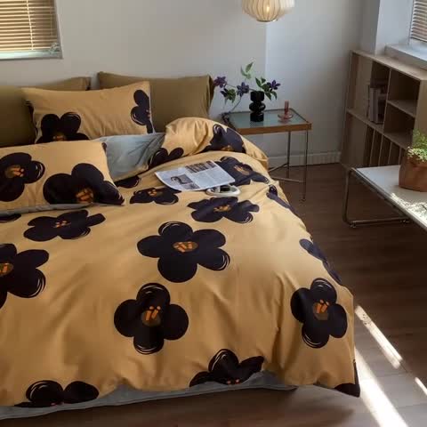 91家纺网 家纺一手货源 找家纺 怡家居 2022秋冬A版棉B版水晶绒四件套 花沐