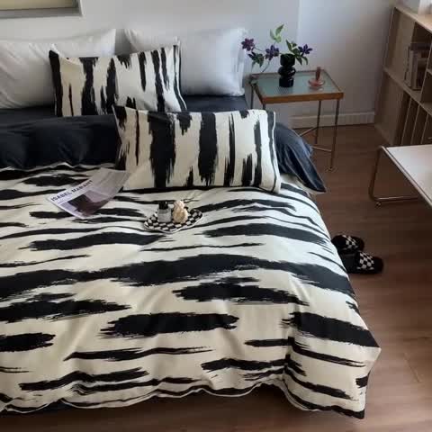 91家纺网 家纺一手货源 找家纺 怡家居 2022秋冬A版棉B版水晶绒四件套 律动