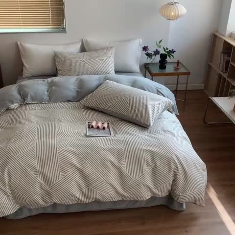 91家纺网 家纺一手货源 找家纺 怡家居 2022秋冬A版棉B版水晶绒四件套 绅士