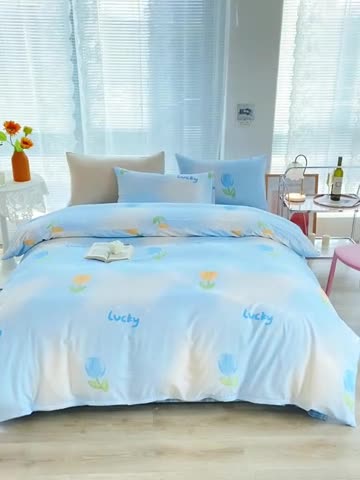 91家纺网 家纺一手货源 找家纺 安莱生活 2022新款秋冬家用60支纯棉印花三四件套 梦幻系列-静娴小花-兰