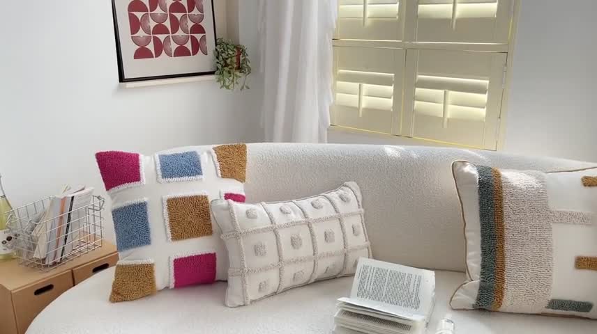 91家纺网 家纺一手货源 找家纺 （总）918拾朵家居 2022新款全棉帆布圈绒抱枕-安妮系列