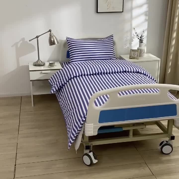 91家纺网 家纺一手货源 找家纺 啊雅 2025耐氯漂涤棉医护床上用品医院三件套 诊所蓝条