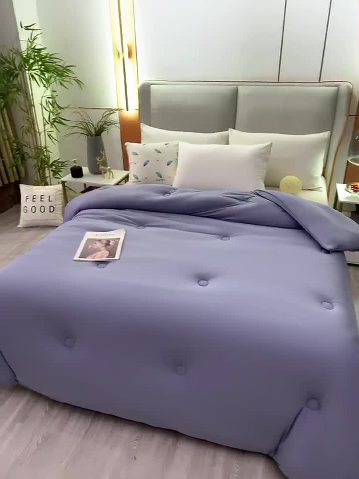 91家纺网 家纺一手货源 找家纺 天瑜家纺新款A类牛奶丝针织棉暖糯冬被春秋被被芯被子 宾利蓝