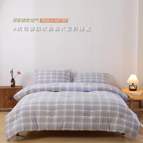 91家纺网 家纺一手货源 找家纺 (总)久典家居 2022新款A类色织水洗棉大豆春秋被冬被被芯