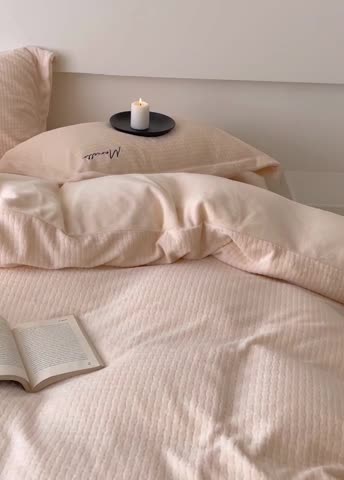 91家纺网 家纺一手货源 找家纺 潘朵拉 2022新款编织刺绣牛奶绒四件套 编织米白