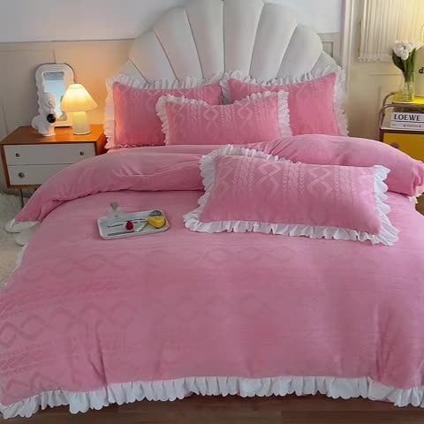 91家纺网 家纺一手货源 找家纺 梦之岛 2022韩版塔芙公主压花牛奶绒四件套 塔芙公主-玉