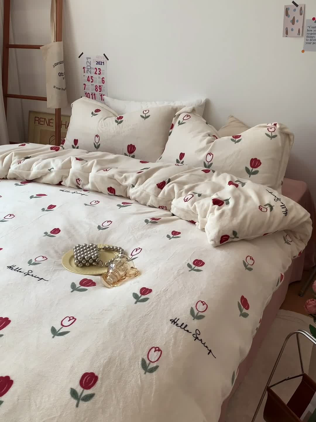 91家纺网 家纺一手货源 找家纺 时年 2022新款全消光牛奶绒印花四件套 露露