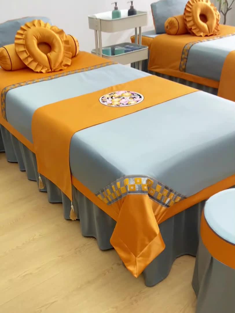 91家纺网 家纺一手货源 找家纺 不打烊家纺2022新款欧洲尼美容床罩系列套件—盛夏光年-灰色