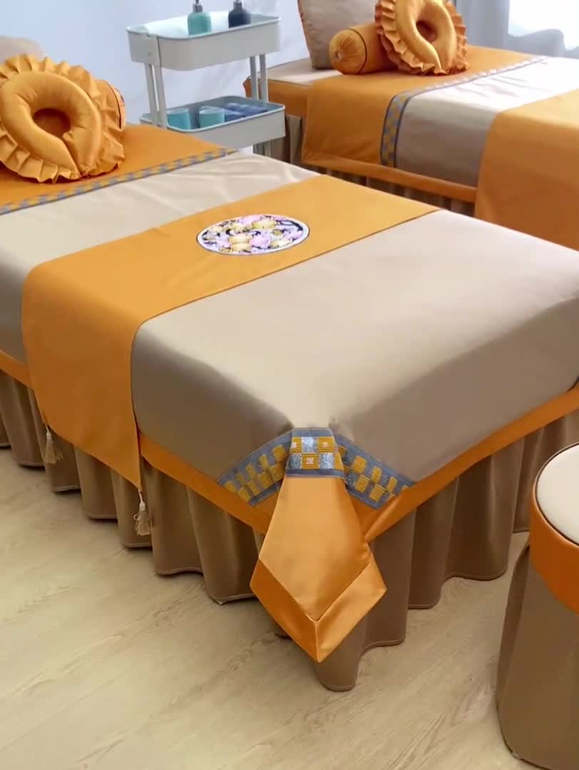 91家纺网 家纺一手货源 找家纺 不打烊家纺2022新款欧洲尼美容床罩系列套件—盛夏光年-驼色