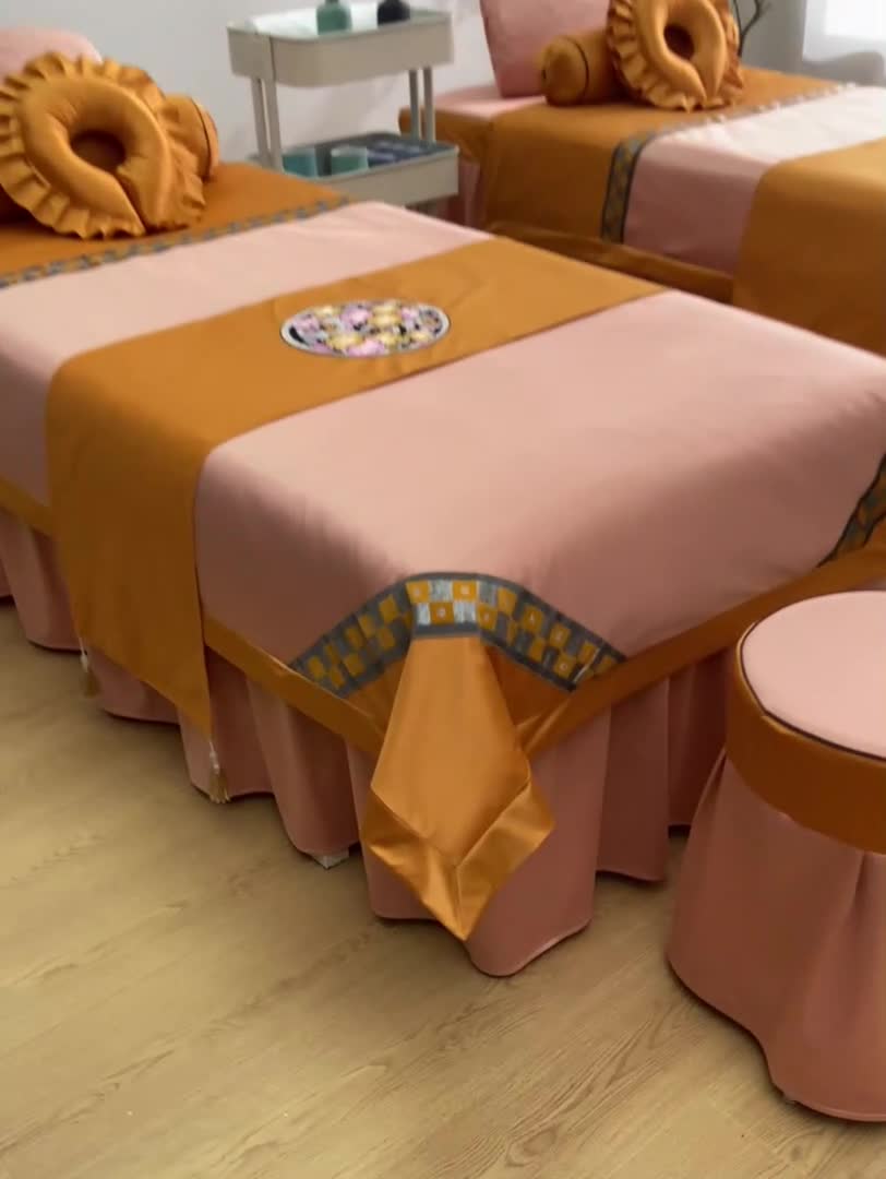 91家纺网 家纺一手货源 找家纺 不打烊家纺2022新款欧洲尼美容床罩系列套件—盛夏光年-玉色