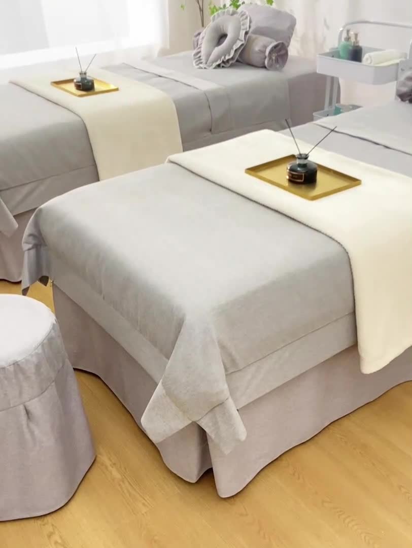91家纺网 家纺一手货源 找家纺 不打烊家纺 2022新款美容床罩系列套件—宽边款 宽边款-灰色