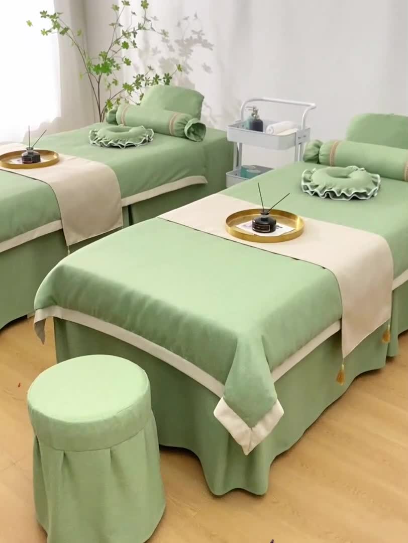 91家纺网 家纺一手货源 找家纺 不打烊家纺 2022新款美容床罩系列套件—风华绝代 绿色