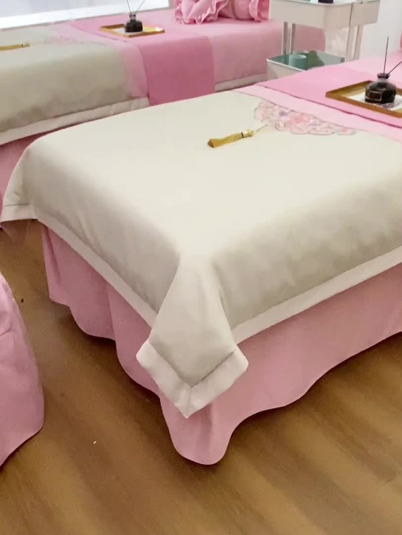 91家纺网 家纺一手货源 找家纺 不打烊家纺 2022新款美容床罩系列套件—锦绣中华 粉色