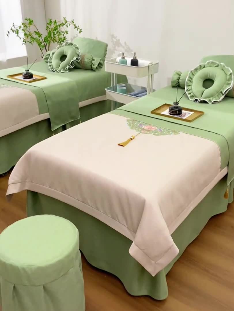 91家纺网 家纺一手货源 找家纺 不打烊家纺 2022新款美容床罩系列套件—锦绣中华 绿色