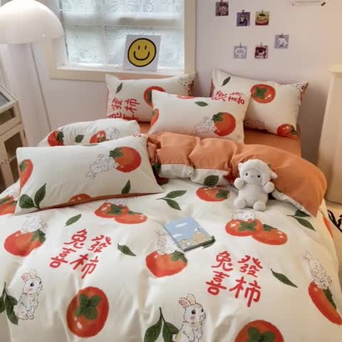 91家纺网 家纺一手货源 找家纺 金丝鸟 2022秋冬新品全棉四件套 发财兔