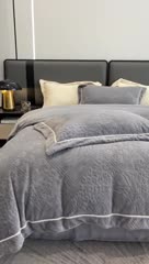 91家纺网 家纺一手货源 找家纺 沐白家纺 2022牛奶绒四件套-香榭丽 香榭丽-绅士灰