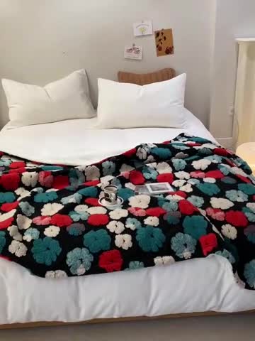 91家纺网 家纺一手货源 找家纺 萝莉 2023新款立体羊毛绒毯 提花绿色