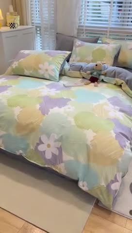 91家纺网 家纺一手货源 找家纺 梦家居 2022新款秋冬新品全棉加牛奶绒四件套悠然花语绒