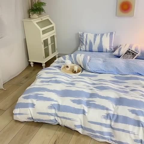 91家纺网 家纺一手货源 找家纺 怡家居 2022新款棉加豆豆绒四件套 拾梦