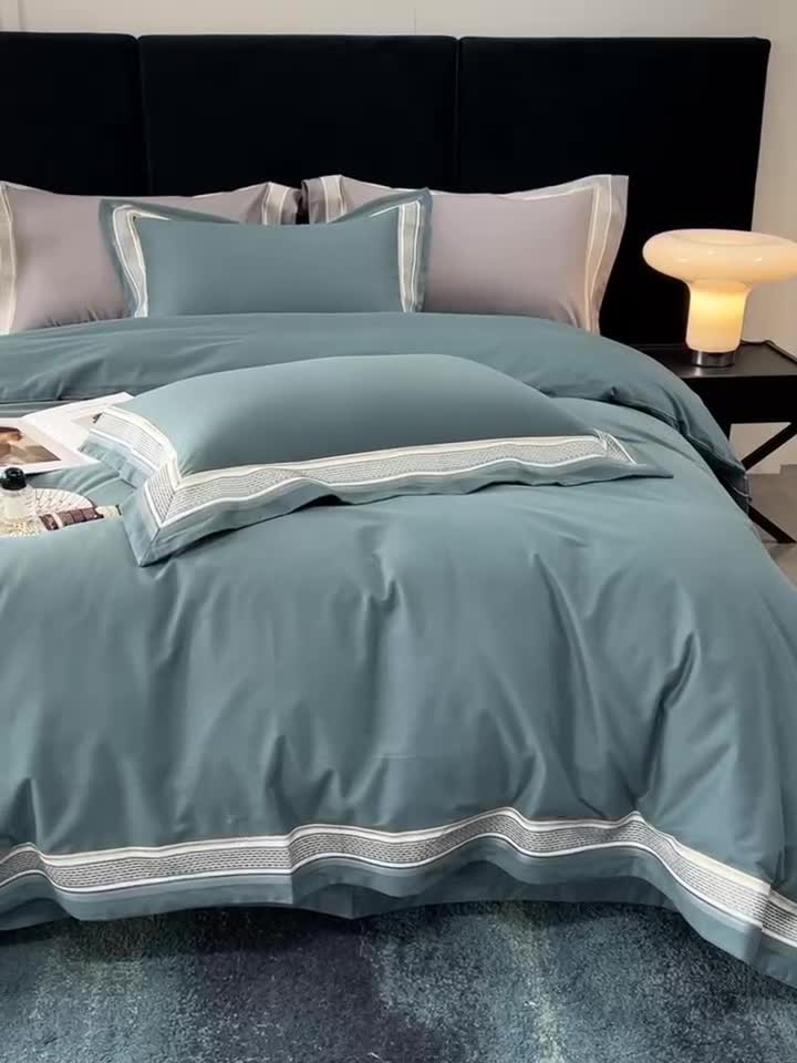 91家纺网 家纺一手货源 找家纺 （总）榻尚 秋冬新款纯棉抗菌轻磨毛刺绣四件套