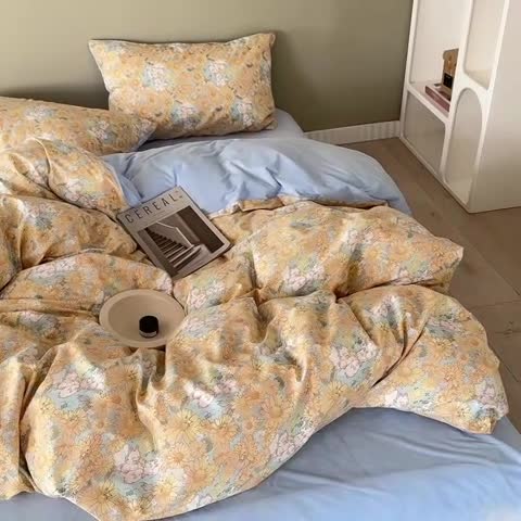 91家纺网 家纺一手货源 找家纺 怡家居 2022秋冬A版棉B版水晶绒四件套油画兔