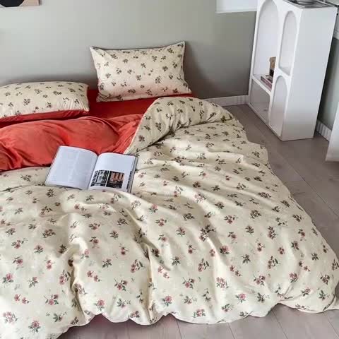 91家纺网 家纺一手货源 找家纺 怡家居 2022秋冬A版棉B版水晶绒四件套茉香